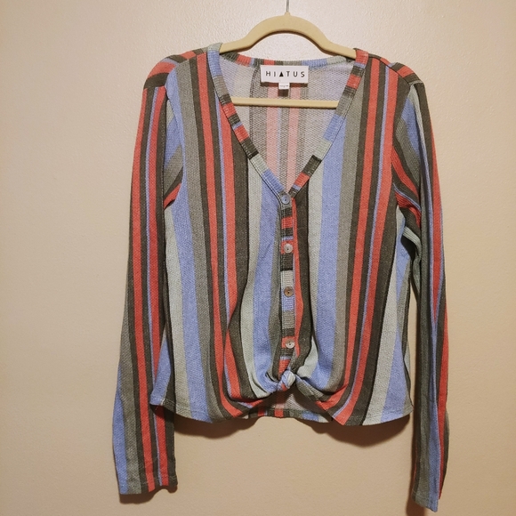 Hiatus Tops - 3/$25 Hiatus striped thermal twist front boho top